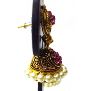 Golden Oxidized Earrings Ethnic Imitation Jewelry Chandelier Dangle Drop - EA38